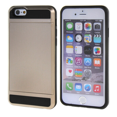 

MOONCASE Case for iPhone 6 / 6S (4.7") Soft Silicone Gel TPU Skin With Card Holder Protective Case Cover Gold
