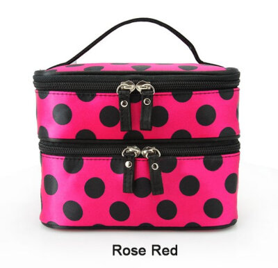 

Fashion Women Portable Cosmetic Retro Dot Pattern Beauty Makeup Hand Case Bag