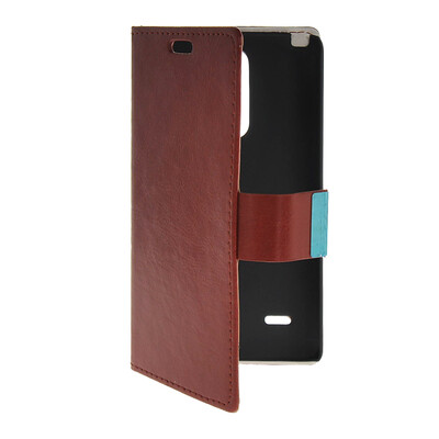 

MOONCASE Slim Leather Side Flip Wallet Card Slot Pouch with Kickstand Shell Back чехол для LG G3 Stylus / D690 Brown