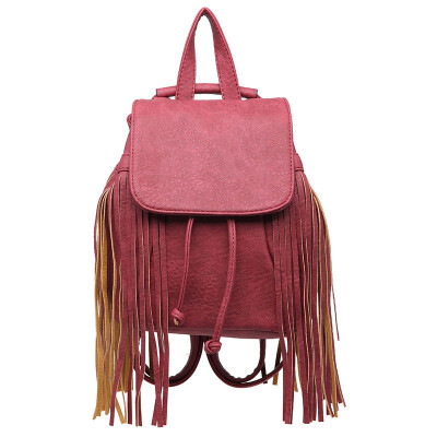 

2016 New fashion women tassel shoulder bag College Wind backpack ladies casual backpack leather handbags daily backpack