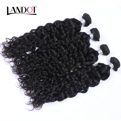 

9A Indian Virgin Hair Water Wave 100 Human Hair Weave 4 Bundles Wet And Wavy Curly Natural Black Color Indian Remy Hair Extension