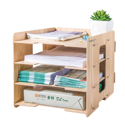 

Jinlongxing glosen wooden table racks file data storage box multi-layer office storage basket bedroom artifact debris wood grain color