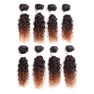 

8inch 8pcspack Ombre Brazilian Hair curly Wave 1BBurgundy Ombre Hair Bundles Weave Human Hair Extension