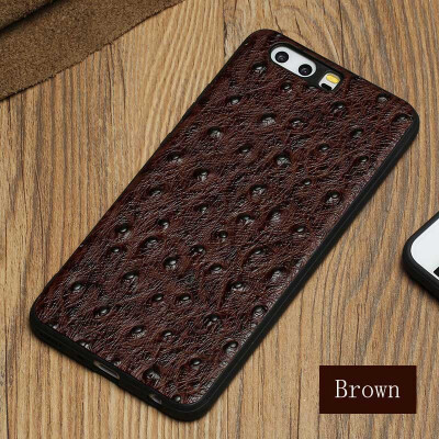 

Genuine Leather Phone Case For Huawei P10 Plus Ostrich Texture Back Cover For Mate 9 10 Cases