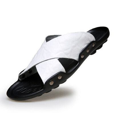 

2018 Summer New Style Fashion Leather Sandals Slip Large Size Sandals&Slippers Beach Shoes
