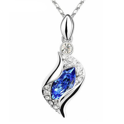 

Necklaces Pendants Vintage Bijoux For Women Best Gift Made With Crystals from Austrian Elements White Gold Plated 13058