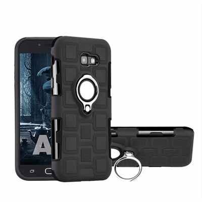 

SHS Phone Case For Samsung Galaxy A3 2017A5 2017A7 2017 Luxury Armor Ring Bracket Silicon TPU Lattice texture