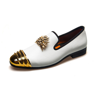 

MeiJiaNa 2018 Brand New Luxury Men Loafer Patchwork Of Genuine Leather And Horsehair Round Toe Slip On Dress Shoes