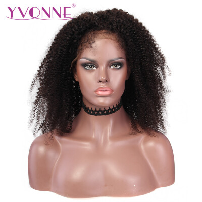 

YVONNE Kinky Curly 180% Плотность 360 Кружева Фронтальные Парики Предварительно выщипанные кружевные парики 100% человеческие волосы