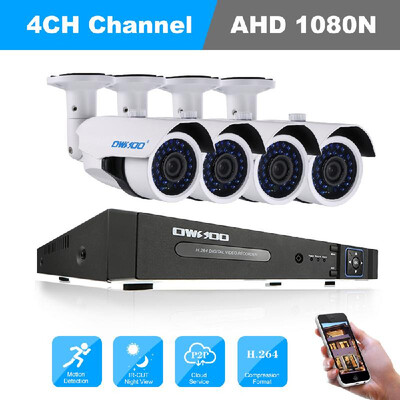

OWSOO 4CH H264 Full 1080N DVR 41800TVL AHD IR CCTV Camera 4x60ft Surveillance Cable Support Phone APP Control Motion Detectio