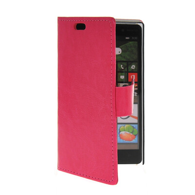 

MOONCASE Slim Leather Side Flip Wallet Card Slot Pouch Stand Shell Back Case Cover for Nokia Lumia 830 Hot pink