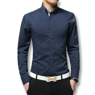 

High Quality Mens Dress Shirt Long Sleeve Cotton Male Business Banquets Brand Fashion Formal Shirts Slim Men Casual Soft Shirts