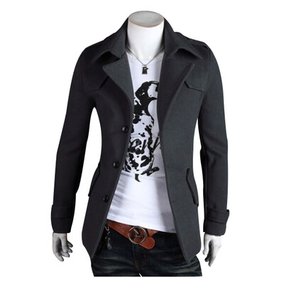 

Zogaa New Mens Wool Coat Spring Casual Single-breasted