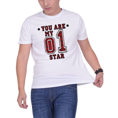 

Mens O Round Neck Casual Short Sleeves Fashion Cotton T-Shirts The No1 Star Letter Digital Print