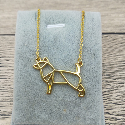 

New Origami Chihuahua Necklace Chihuahua Charm Female Male Gift Necklace Fashion Women Jewellery Geometric Jewellery
