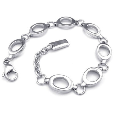 

Hpolw Womens Stainless Steel Bracelet, Classic Links, Silver