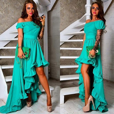 

Lovaru ™ Solid long women dress sexy slash neck irregular for casual 2015 new arrival hot sale summer style
