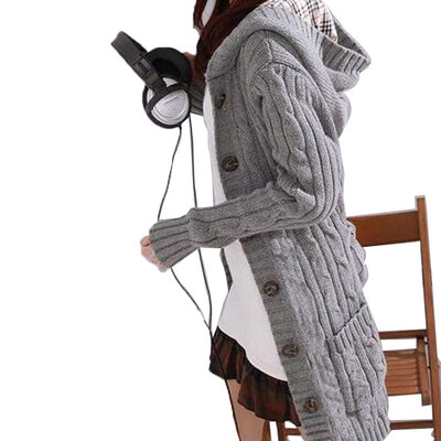 

Womens Warm Knit Long Sleeve Hoodie Cardigans trench Outwear Sweater Coat