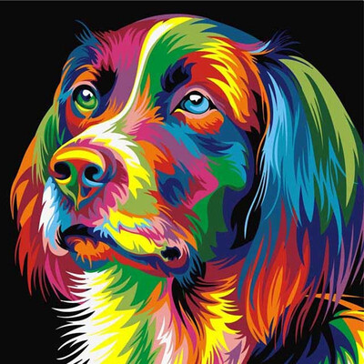 

UpperX DIY Frameless picture on wall oil painting Animal abstract dog drawing Diamond drawing Home decoration gifts