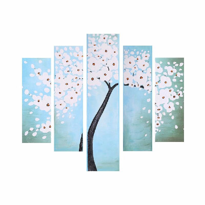 

5-Panel Unframed Waterproof 3D Hand-Painted Oil Painting Abstract Flower Tree Canvas Picture Wall Art Decor for Living Room Office