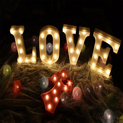 

26 Letters Warm White LED Night Light Marquee Sign Alphabet Lamp For Birthday Wedding Party Bedroom Wall Hanging Decor