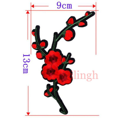 

1 Piece Plum Blossom Flower Patches Iron on 3D Embroidered Patch Red Rose Applique Sew On DIY Repair Accessories Clothes Patches