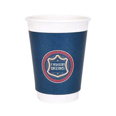 

OTOR 240ml380ml470ml Paper Cups Two Layers Heat-Insulated Disposable Cup with Cover for Coffee&Beverages 500pcs