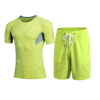 

Quickly Dry2 Pcs Sports Suit For Men Compression Fitness Tights TracksuitT-Shirt