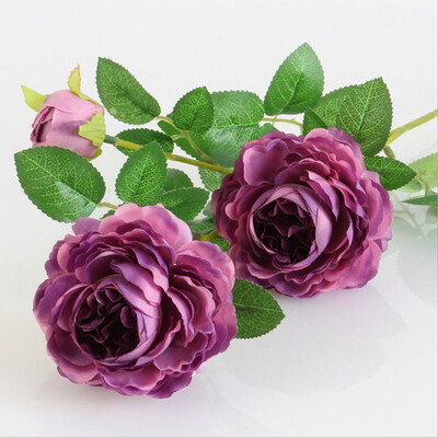 

5pcs 3Heads Artificial Flowers Peony Bouquet Silk Flowers Bridal Bouquet Fall Vivid Fake Rose for Wedding Home Party Decor