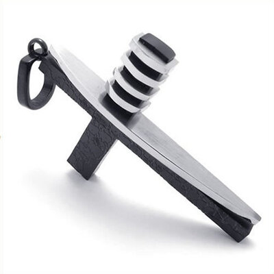 

Hpolw Mens&Womens High Quality Unique Design Black&Silver Stainless Steel Religious Christian Cross Necklace Pendant18-26 inches