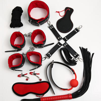 

10 PARTSFine meNew leather bdsm bondage Handcuff Set Erotic Sex toys for couples female slave game SM Sexy handcuffs Erotic Toys