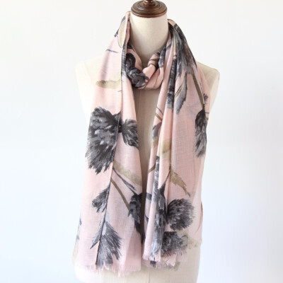 

Guttavalli Women Blue Floral Long Fringes Shawl Vintage Pink Soft Chevron Scarf Winter Flowers Stripes Navy Charm Cotton Scarves