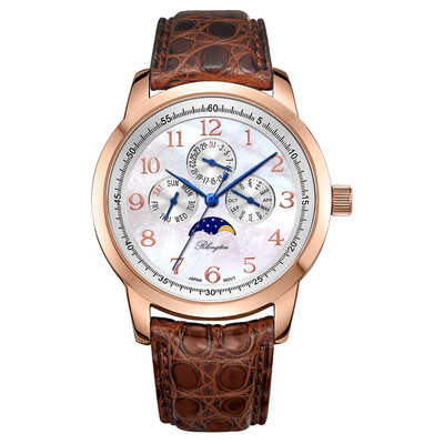 

RlongTou watch mens elegant series 103M-P-A blue rose gold shell face Arabia belt