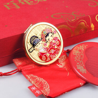 

Mika (MECOR) a hundred years of good fit portable makeup small mirror set wedding gift 7099G