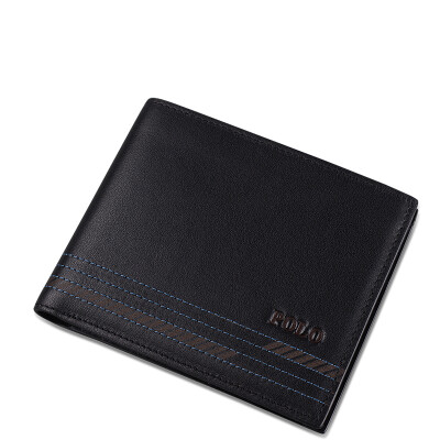 

POLO men short paragraph wallet head cowhide wallet 020262 black cross section