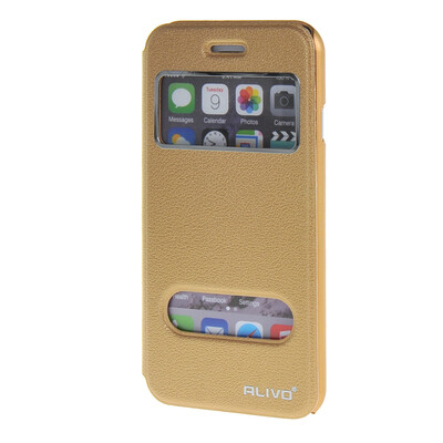 

MOONCASE ЧЕХОЛ ДЛЯ Apple iPhone 6 ( 4.7 inch ) View Window Leather Flip Bracket Back Cover Gold