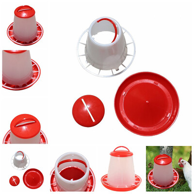 

15kg Red Plastic Feeder Baby Chicken Chicks Hen Poultry Feeder Lid & Handle 4FR