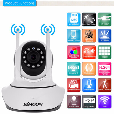 

KKmoon 1080P Wireless WIFI Pan Tilt HD IP Camera 20MP Support PTZ Two-way Audio Night Vision with Phone APP Control