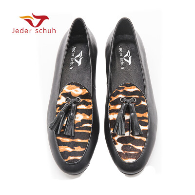 

Jeder Schuh Genuine Leather&Horse hair stitching with Bowtie men handmade luxurious flats Mens banquet classic loafers