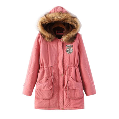 

Winter Women Military Jacket Fleece Fur Hooded Long Coat Lining Parka Outwear