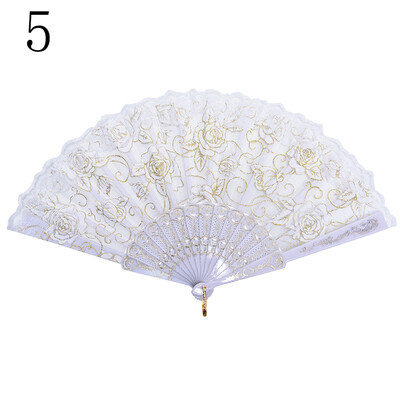 

Chinese Style Dance Party Wedding Lace Folding Hand Held Flower Fan