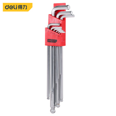 

Deli deli long ball head hex wrench set S2 alloy steel L-type hex driver screwdriver 9 piece set DL2270
