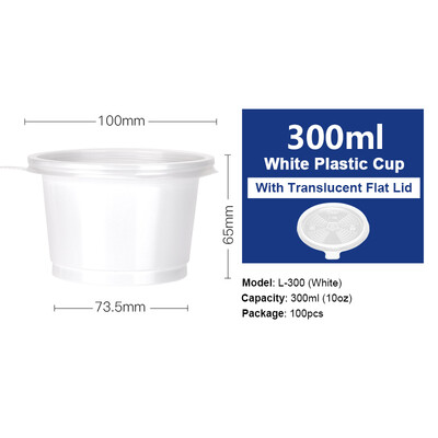 

OTOR Ice Cream Bowl Disposable Plastic Cup with Lid Take Away Food Container for Dessert Fast food Bento Soup 300250ml 100pcs