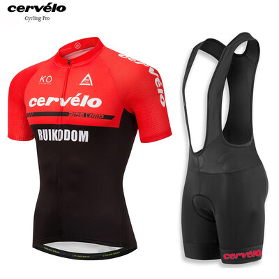 

UCI 2018 pro team Cervelo mens summer short sleeve cycling jersey bib shorts kit breathable Bicycle clothing MTB bike jersey