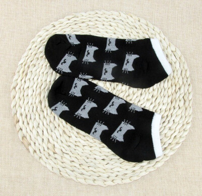 

CAT Warm comfortable cotton bamboo fiber girl womens socks ankle low female invisible color girl boy hosier 1pair2pcs
