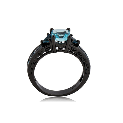 

Aiyaya 12kt Black Gold Plated 4 Prog Setting Emerald High Quality Crystal Wedding Rings Bridal