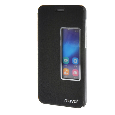 

MOONCASE Case for Huawei Honor 6 Case Slim View Window Leather Flip Bracket Back Cover Black