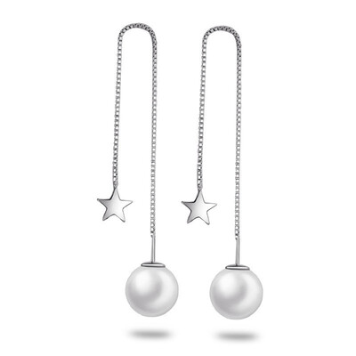 

Simulated Pearl Long Drop Earrings For Women Star Dangle Earring Valentines Day Gift Vintage Fashion Jewelry WHETY070