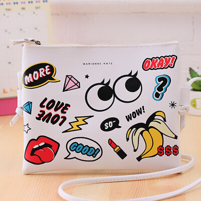 

Shouyou female bag cartoon leather shoulder bag Messenger bag cute Messenger bag JD-SN-57 white