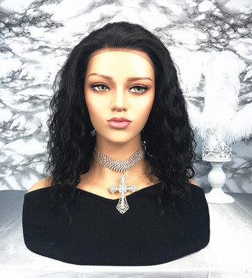 

T-top Hair Water Wave Free Part Human Hair Lace Front Wig With Pre-Plucked Natural Hairline Remy Hair Bleached Knots For Ladies